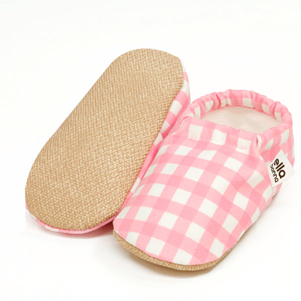 Ella Bonna Baby Moccasins, Slippers, Pink Striped - The Baby Penguin