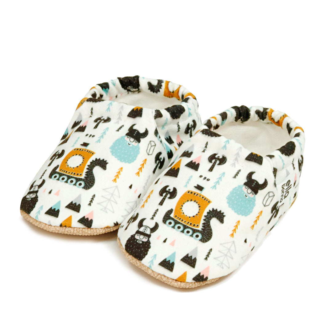 Ella Bonna Non-Slip Sole Viking Patterned Baby Booties, Home Boot Slippers Nursery Shoes - The Baby Penguin