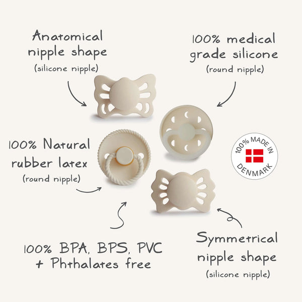 FRIGG Baby's First Pacifier Moonlight Sailing (Cream) 4-Pack | FRIGG PACIFIERS | The Baby Penguin