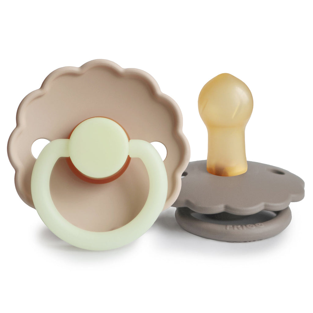 FRIGG Daisy Night Natural Rubber Pacifier 2-Pack | RUBBER FRIGG PACIFIERS | The Baby Penguin