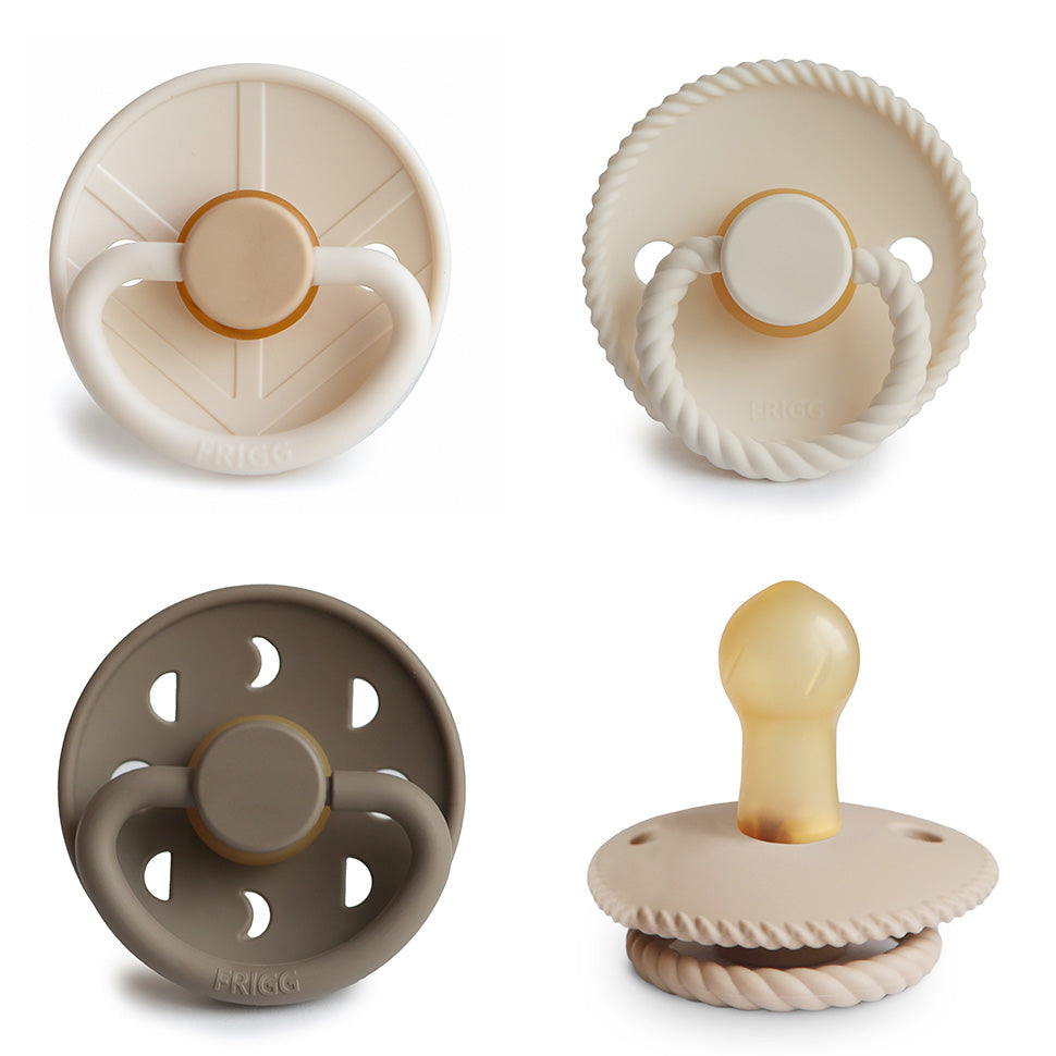 FRIGG Natural Rubber Pacifier 4-Pack | RUBBER FRIGG PACIFIERS | The Baby Penguin