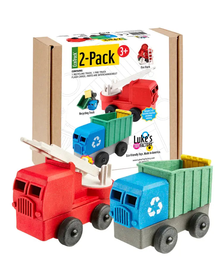 Fire & Recycle Truck Two Pack | Made in the USA Luke's Toy Factory