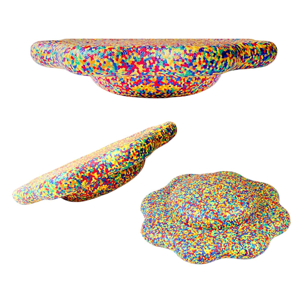 Flower-shaped Balance Board for Stepping Stones in Rainbow Confetti |  | The Baby Penguin