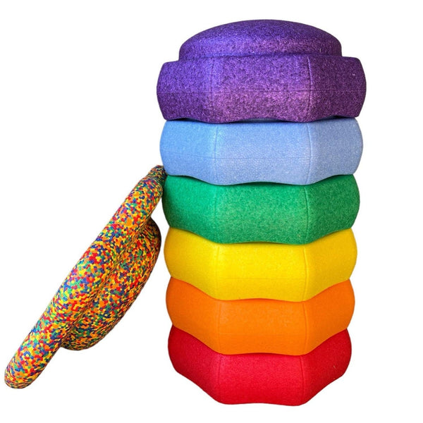 Flower-shaped Balance Board for Stepping Stones in Rainbow Confetti |  | The Baby Penguin