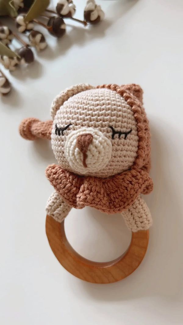Gender Neutral Teddy Bear Teether Rattle