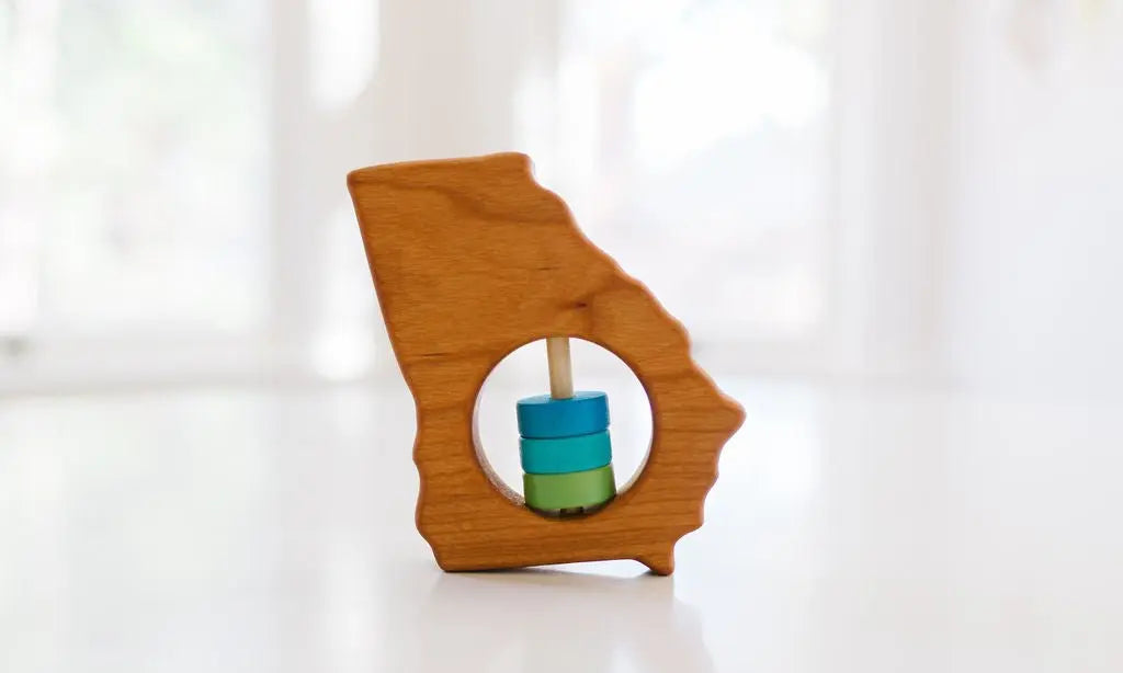 Georgia State Wooden Baby Rattle™ | Made in the USA | State Rattle | The Baby Penguin