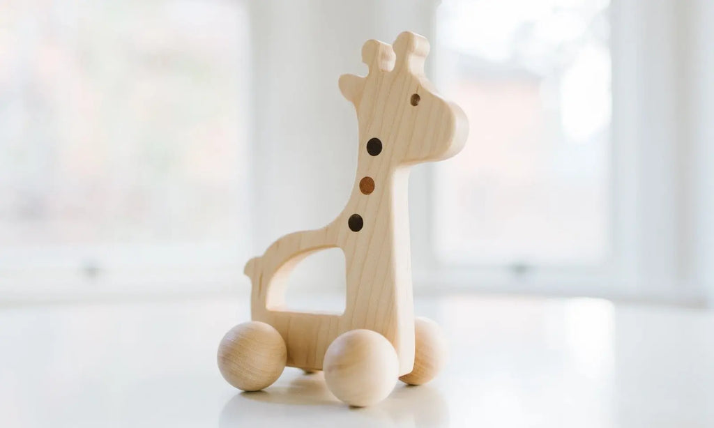 Giraffe Push Toy | Made in the USA | Wooden Toy | The Baby Penguin