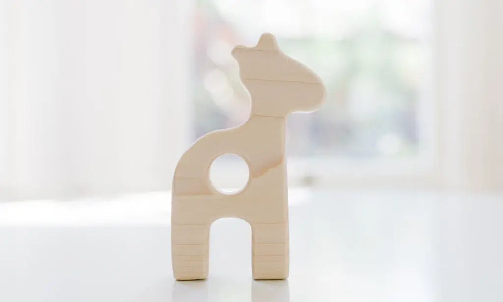 Giraffe Wooden Baby Grasping Toy | Made in the USA | Baby Soothers | The Baby Penguin