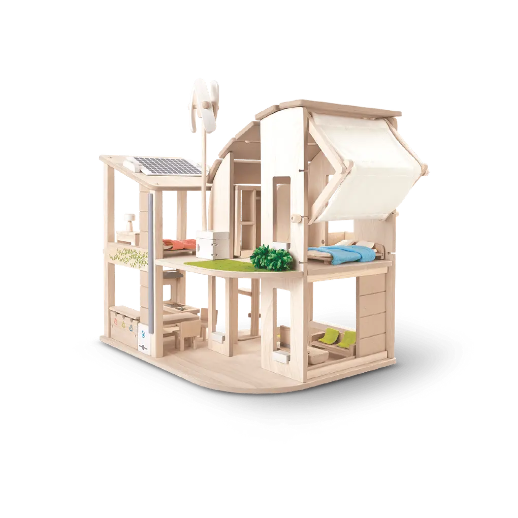 Green Dollhouse With Furniture | Sustainable Living PlanToys USA