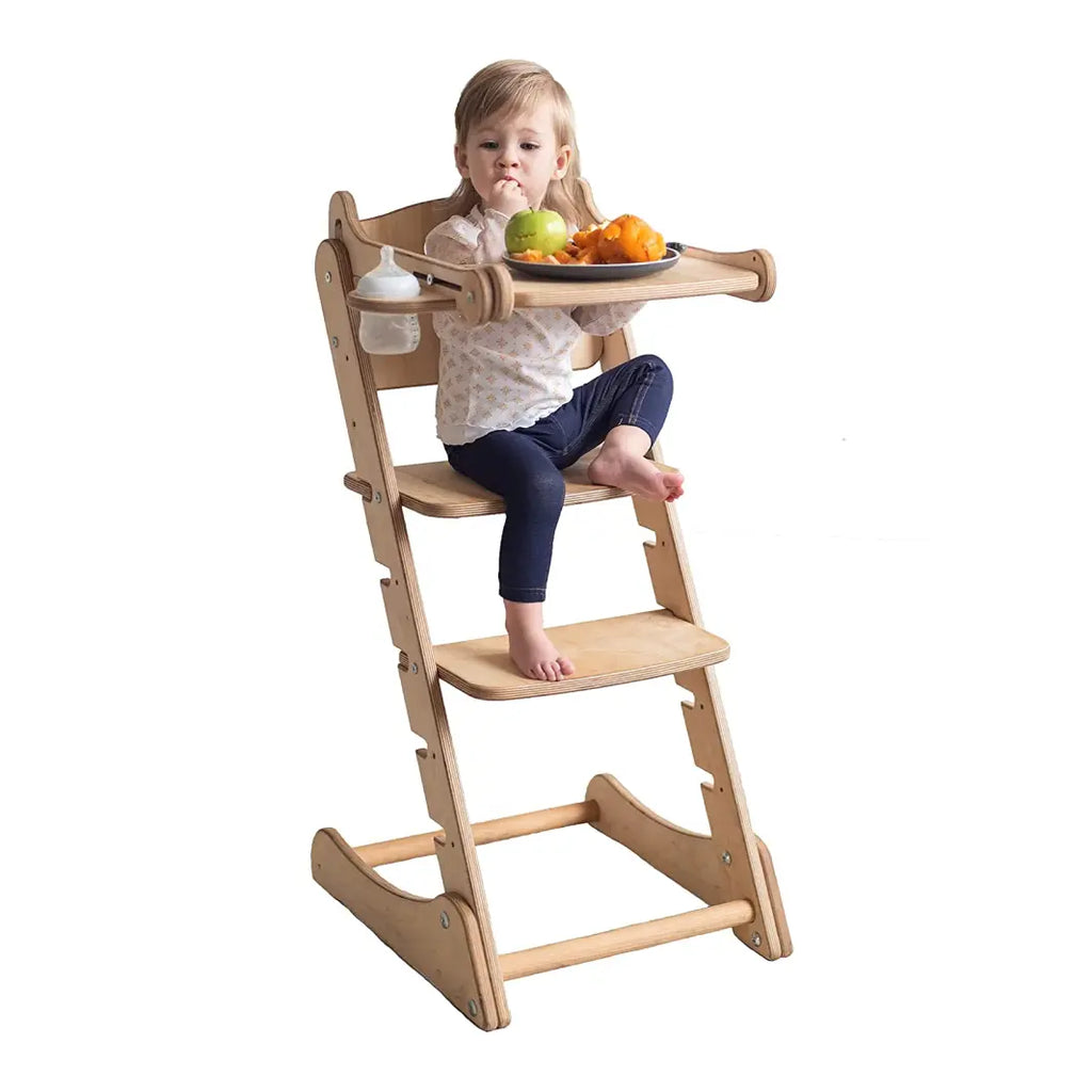 Growing Chair for Kids - Kitchen Helper with Tabletop  Beige Goodevas