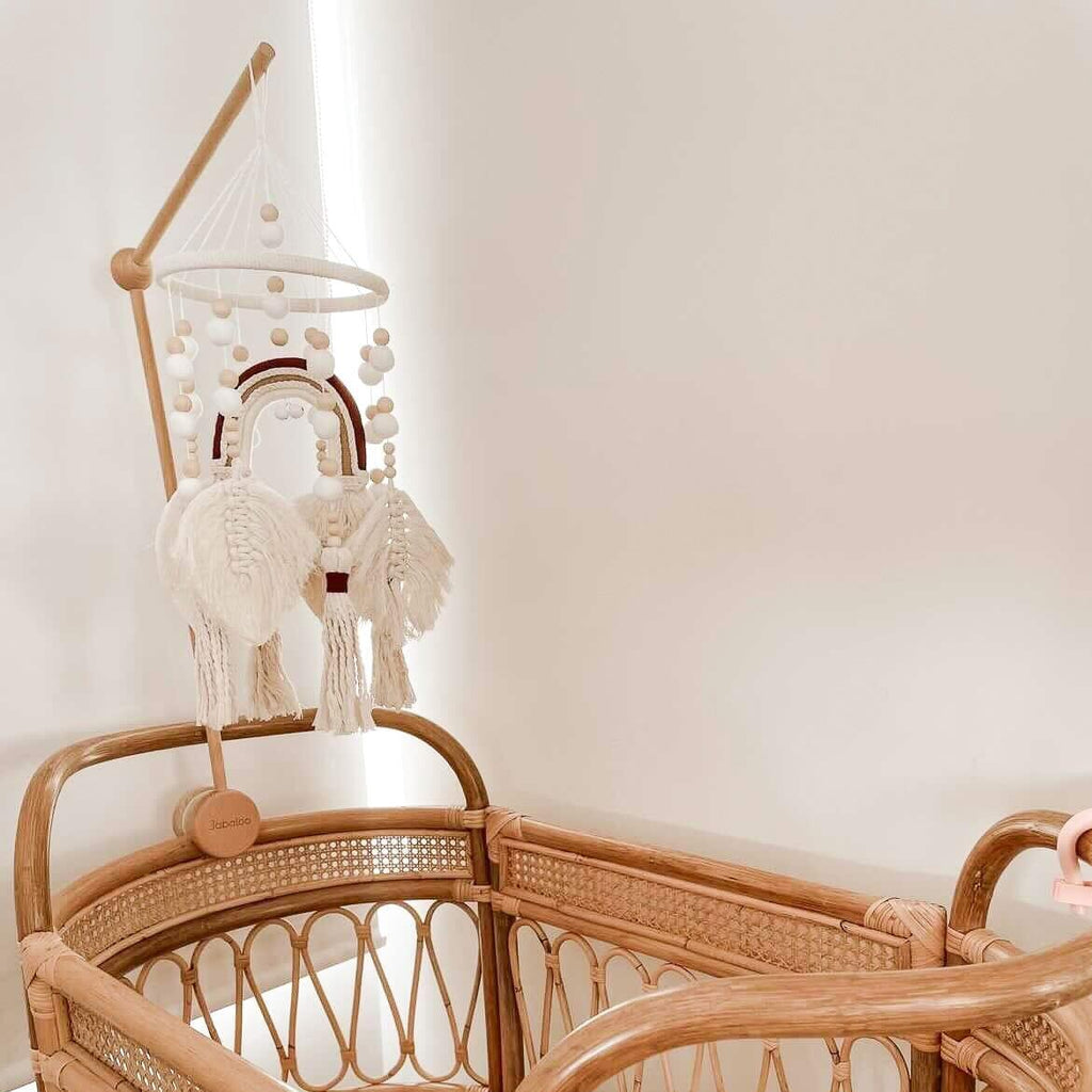 Handmade Boho Nursery Mobile | Macrame Rainbow - The Baby Penguin