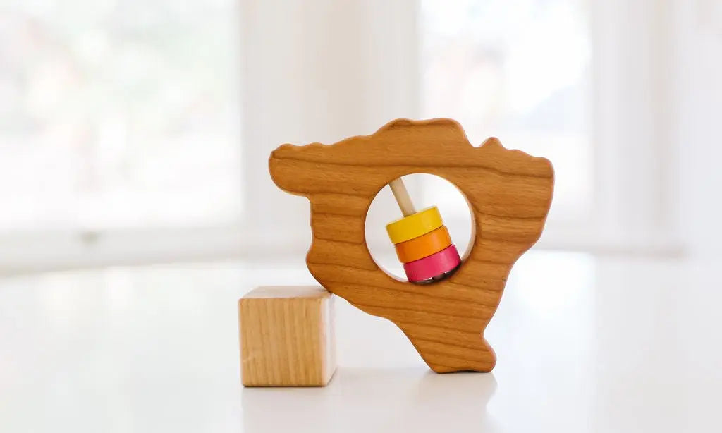 Hawaii State Big Island Wooden Baby Rattle™ | Made in the USA | State Rattle | The Baby Penguin