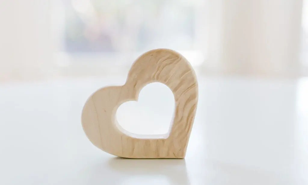 Heart Wooden Baby Grasping Toy | Made in the USA | Baby Soothers | The Baby Penguin