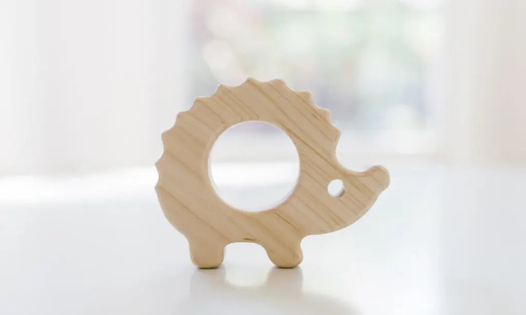 Hedgehog Wooden Baby Grasping Toy | Made in the USA | Baby Soothers | The Baby Penguin