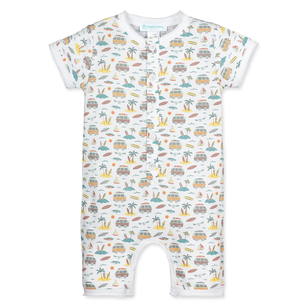  Henley Romper - Surf Camp 100% Pima Cotton by Feather Baby Feather Baby 