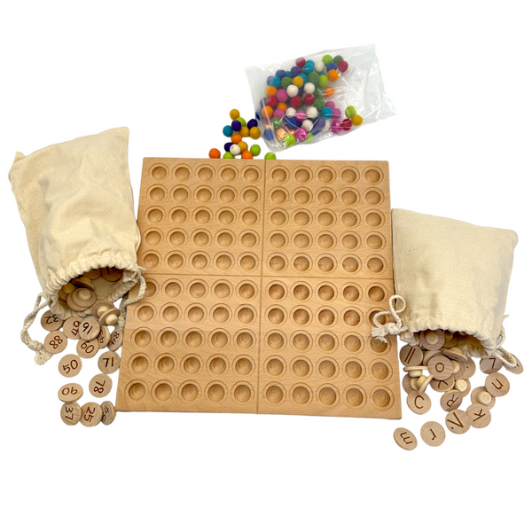 Hundred Frame Coin Pockets Set with Counting and Alphabet Coins |  | The Baby Penguin