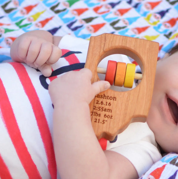 Indiana State Wooden Baby Rattle™ | Made in the USA | State Rattle | The Baby Penguin