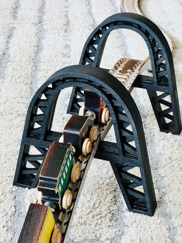 Jubilee Arch Wooden Train Bridge Support | USA NameTrains Maple Landmark