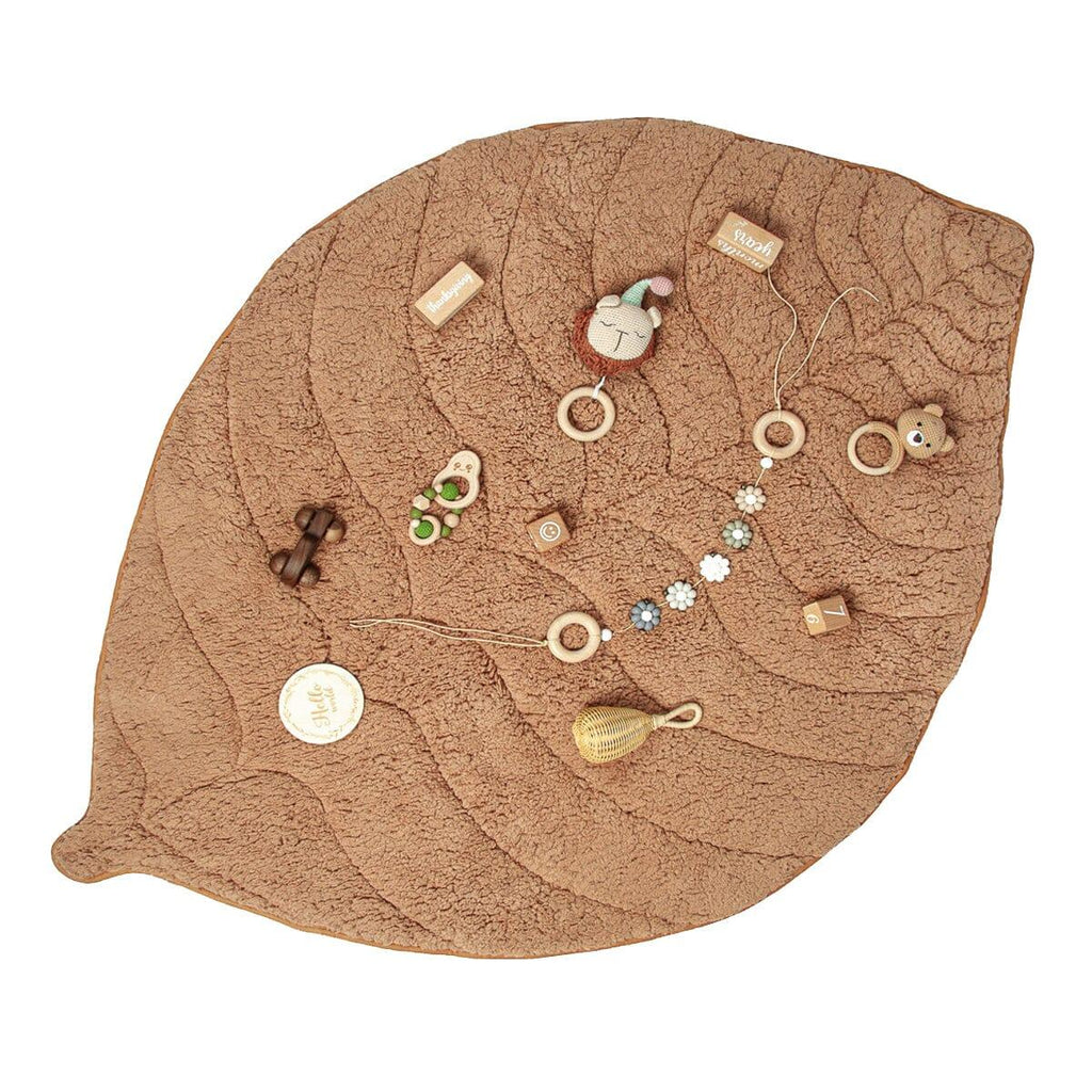Leaf Shaped Sherpa & Cotton Baby Playmat - Camel - The Baby Penguin
