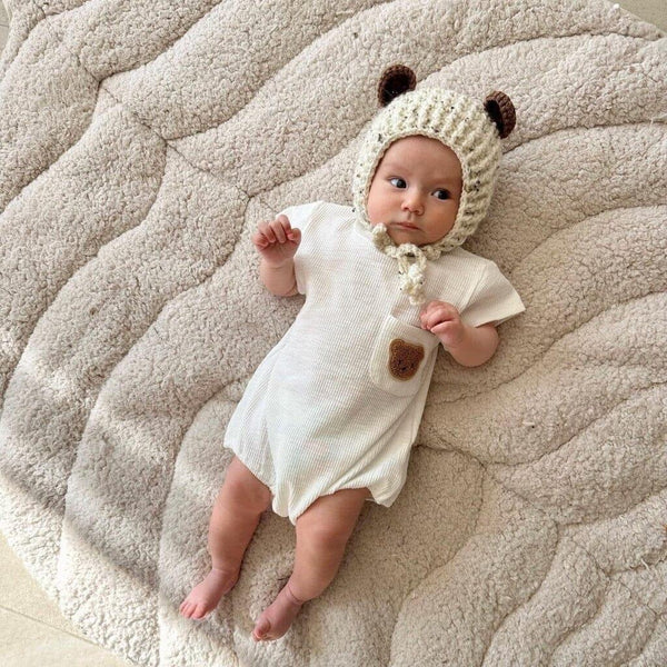 Leaf Shaped Sherpa & Cotton Baby Playmat - Pearl - The Baby Penguin