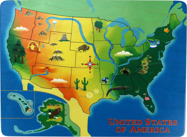 Lift & Learn U.S. Map Puzzle | Sustainable Toy | USA Made
