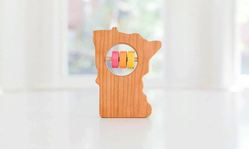 Minnesota Wooden Baby Rattle™ | Made in the USA | Rattles | The Baby Penguin