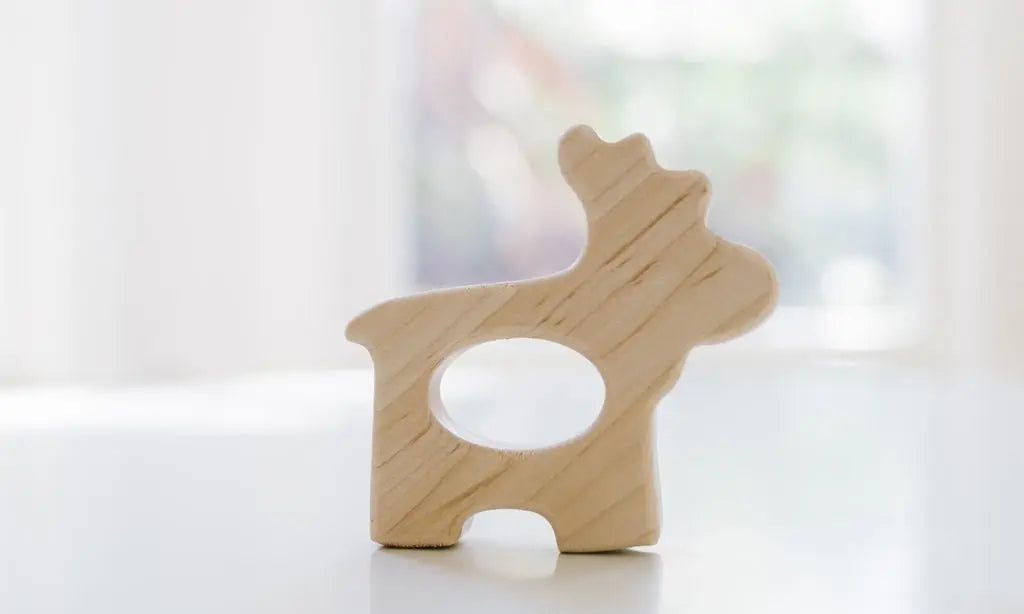 Moose Wooden Grasping Toy | Made in the USA | Baby Soothers | The Baby Penguin