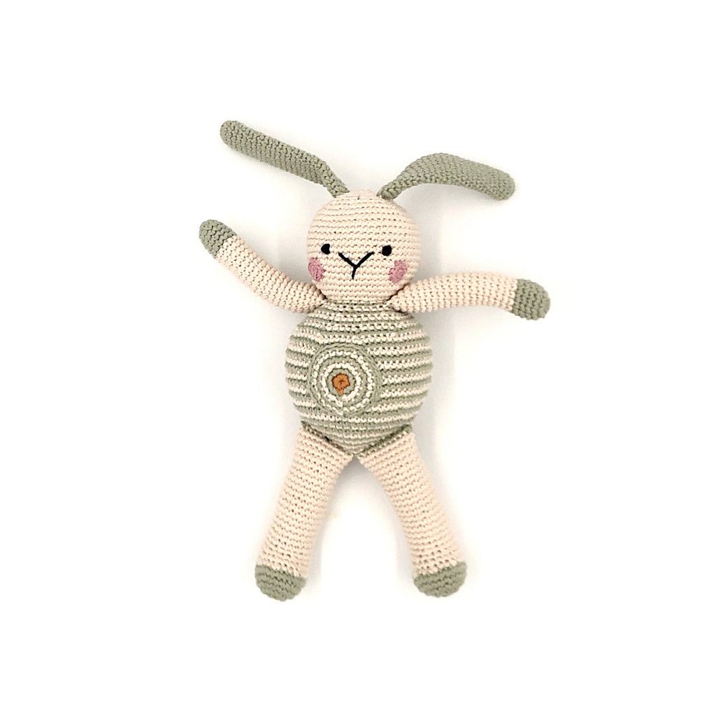 Plush Baby Bunny Rattle - Teal Spot |  | The Baby Penguin