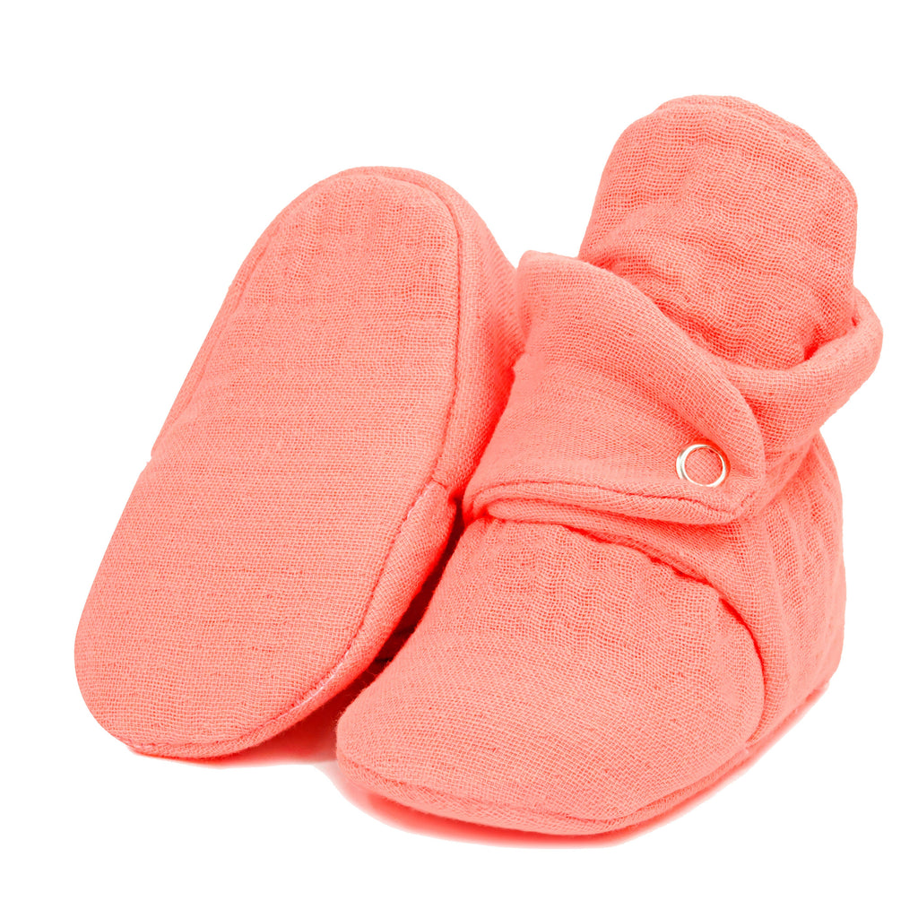 Muslin Stay On Baby Booties Dustyrose - The Baby Penguin