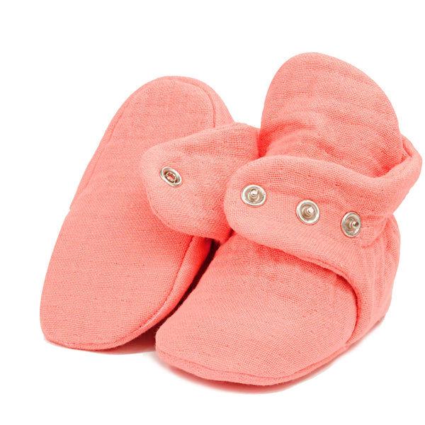 Muslin Stay On Baby Booties Dustyrose - The Baby Penguin