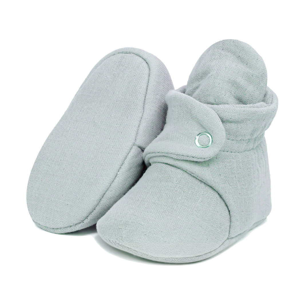 Muslin Stay On Baby Booties Gray - The Baby Penguin