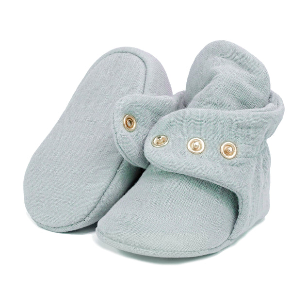 Muslin Stay On Baby Booties Gray - The Baby Penguin