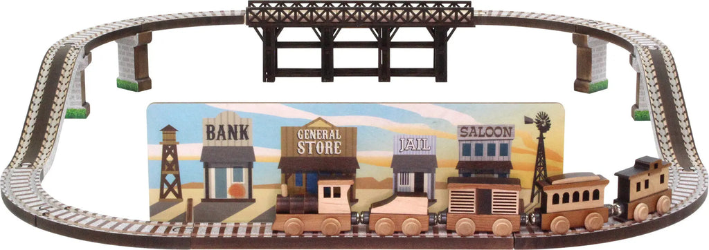 NameTrains Old West Train Set | Made in the USA Maple Landmark