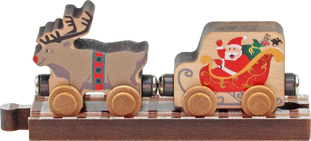 NameTrains Santa & Reindeer Set - Made in USA Trains Maple Landmark