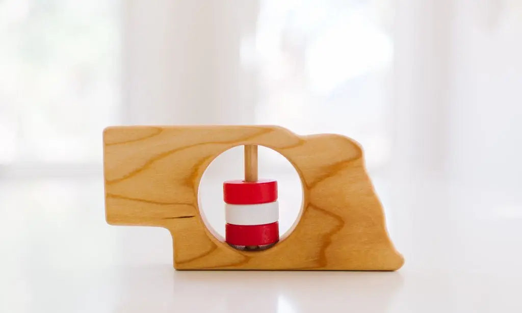 Nebraska State Wooden Baby Rattle™ | Made in the USA | Rattles | The Baby Penguin