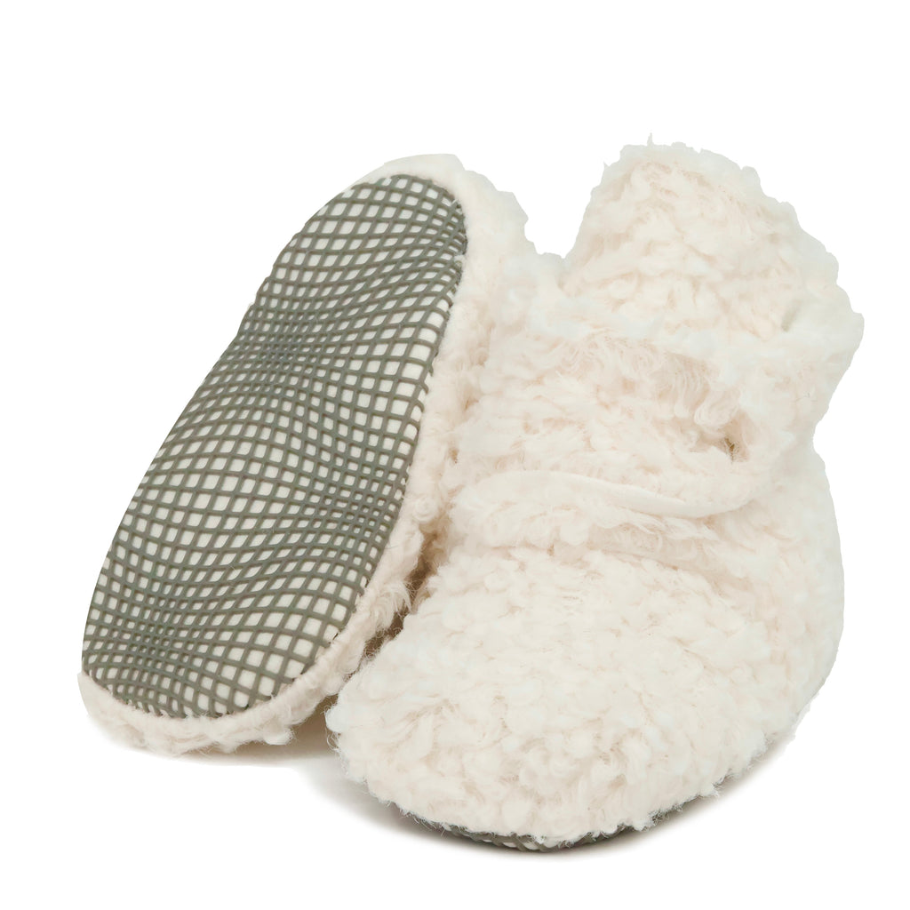 Non-Slip Sole, Organic Cotton Inner Lining,Newborn Shoes ,Tedy Booties, Off White Baby Booties - The Baby Penguin