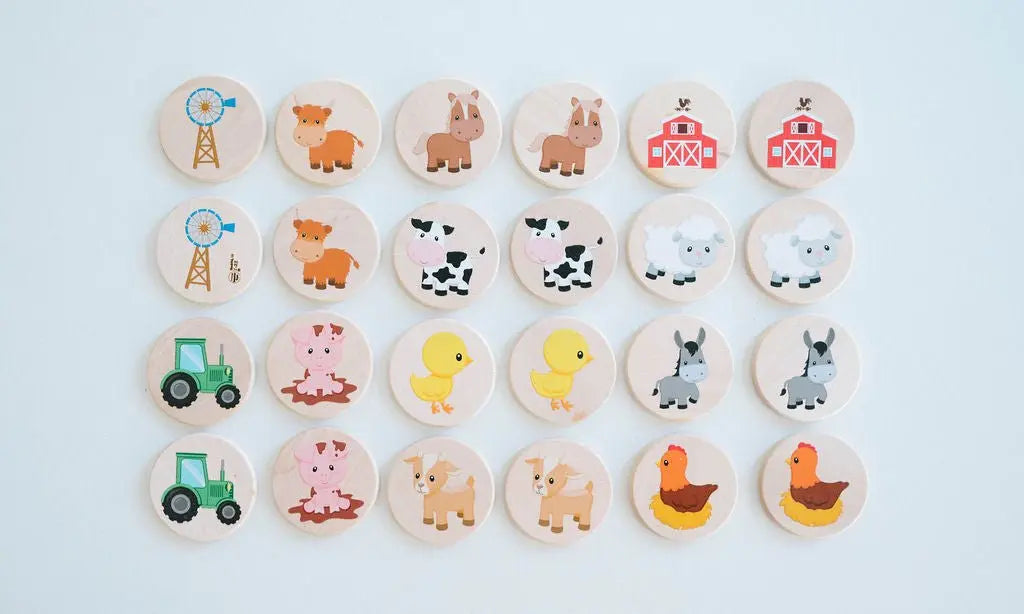 On The Farm Matching Tiles | Made in the USA | Tile Toys | The Baby Penguin