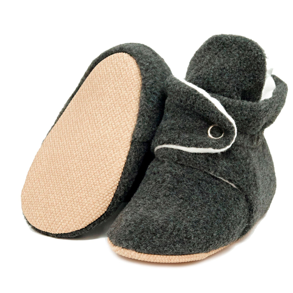 Organic Baby Booties, Newborn Booties Basic, Anthracite - The Baby Penguin