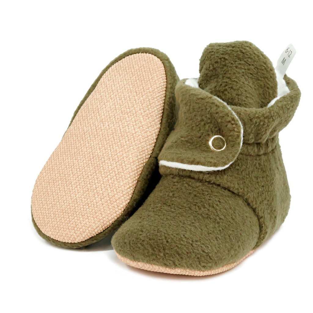 Organic Baby Booties, Newborn Booties Basic, Khaki - The Baby Penguin