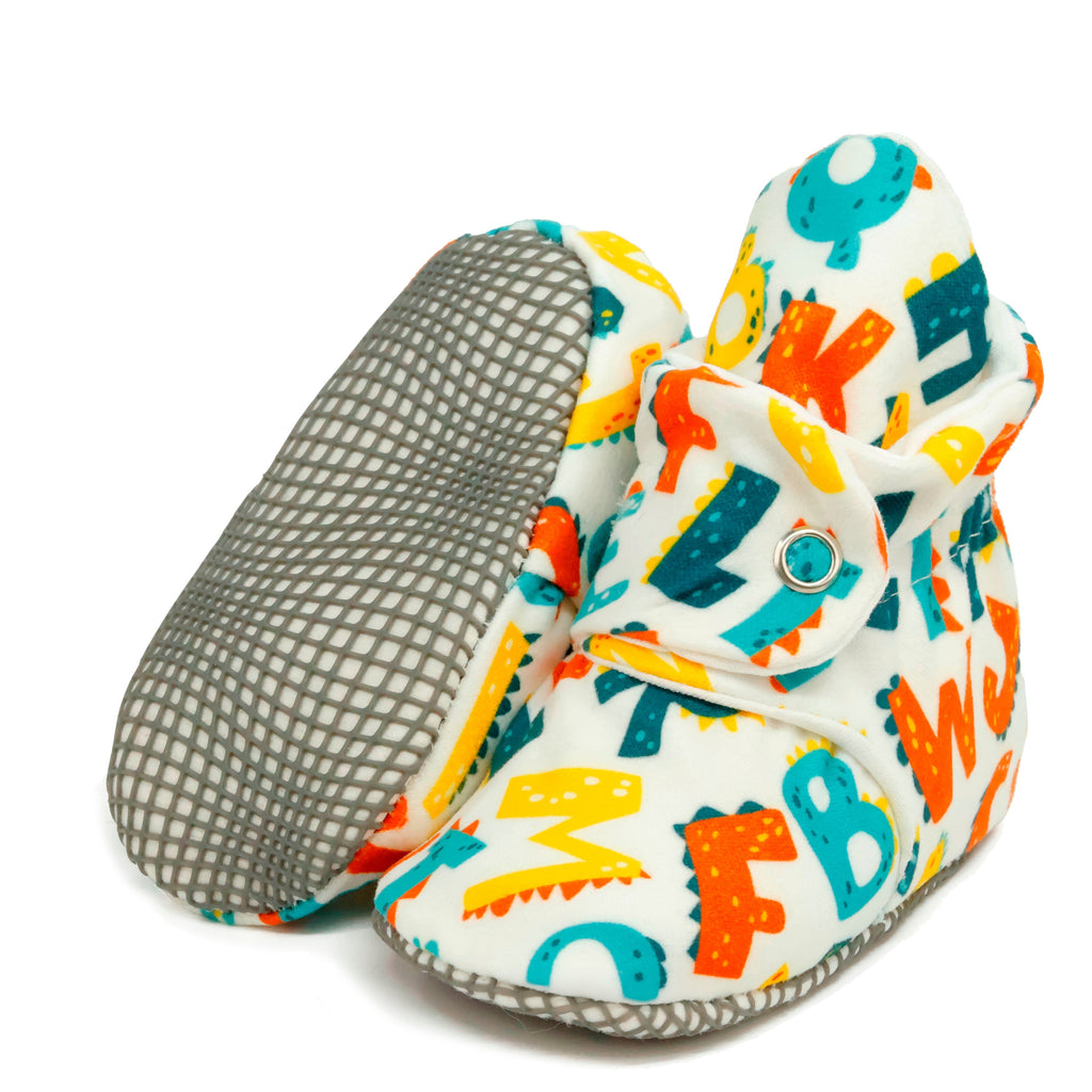 Organic Cotton Baby Booties, Non-Slip Sole, Cotton Newborn Booties Home Nursery Shoes, Alphabet - The Baby Penguin