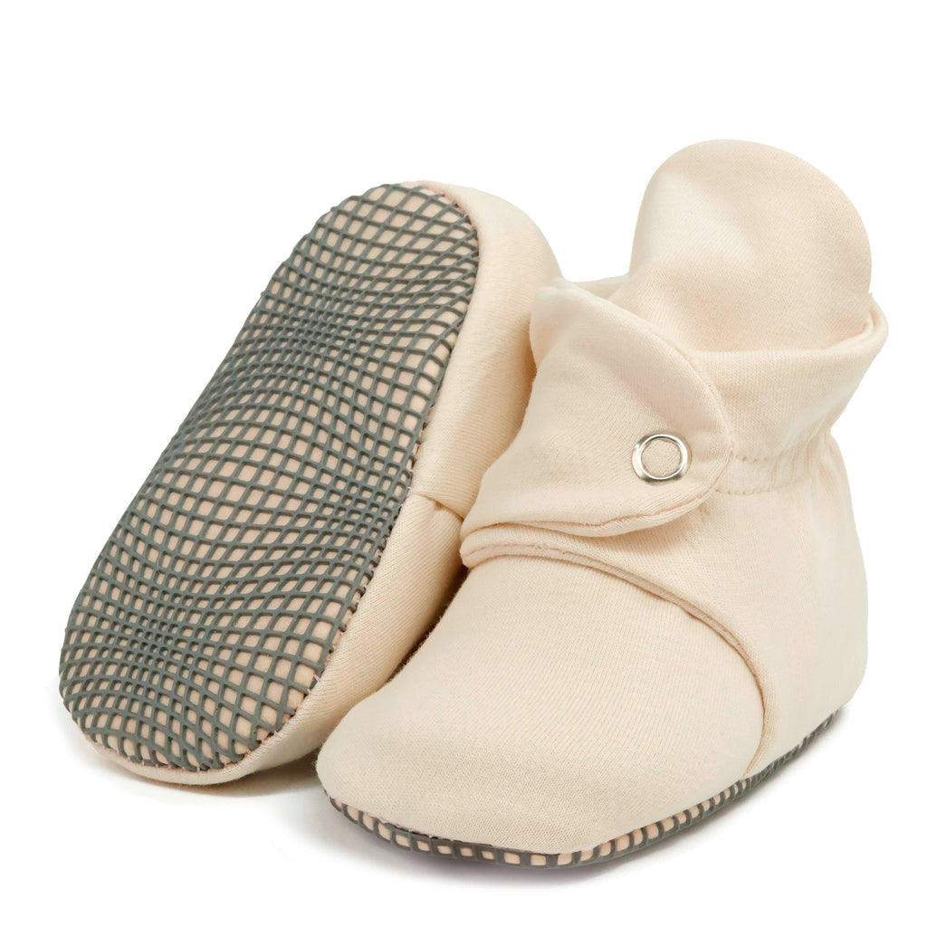 Organic Cotton Baby Booties, Non-Slip Sole, Cotton Newborn Booties Home Nursery Shoes, Beige - The Baby Penguin