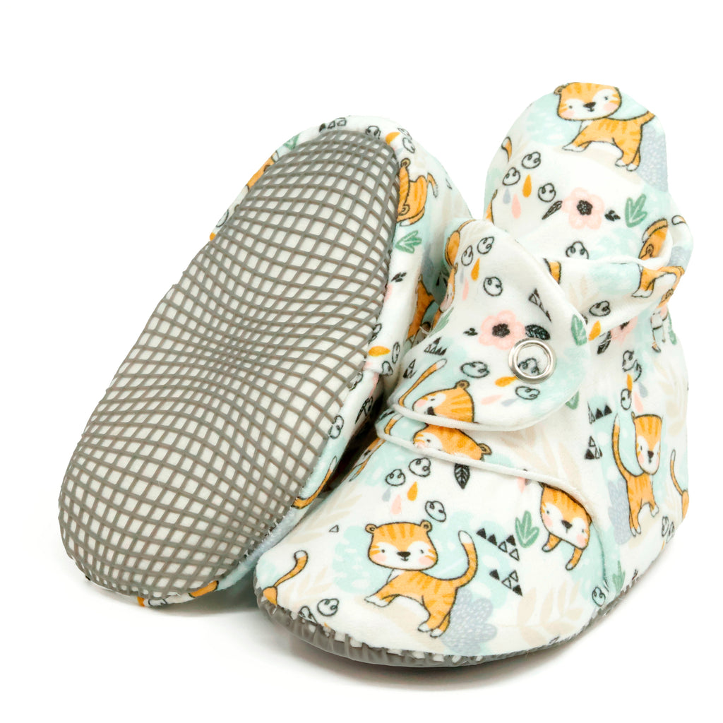 Organic Cotton Baby Booties, Non-Slip Sole, Cotton Newborn Booties Home Nursery Shoes, Cats - The Baby Penguin