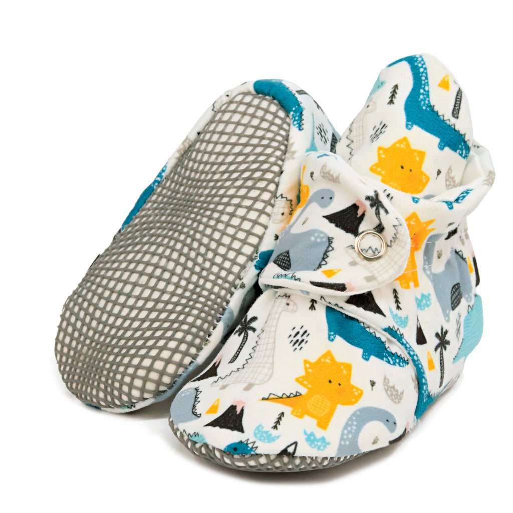 Organic Cotton Baby Booties, Non-Slip Sole, Cotton Newborn Booties Home Nursery Shoes, Dinosaur - The Baby Penguin