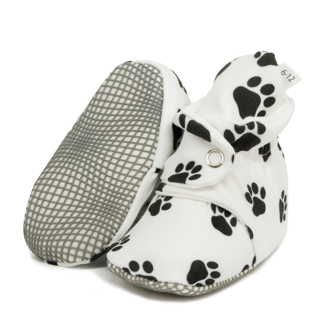 Organic Cotton Baby Booties, Non-Slip Sole, Cotton Newborn Booties Home Nursery Shoes, Dog Paw - The Baby Penguin