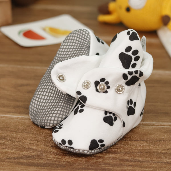 Organic Cotton Baby Booties, Non-Slip Sole, Cotton Newborn Booties Home Nursery Shoes, Dog Paw - The Baby Penguin
