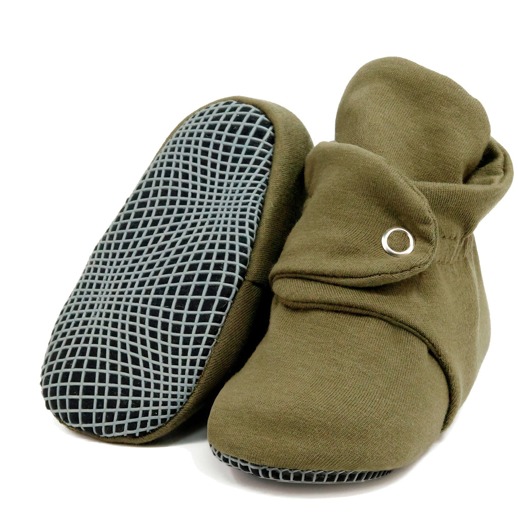 Organic Cotton Baby Booties, Non-Slip Sole, Cotton Newborn Booties Home Nursery Shoes, Khaki - The Baby Penguin