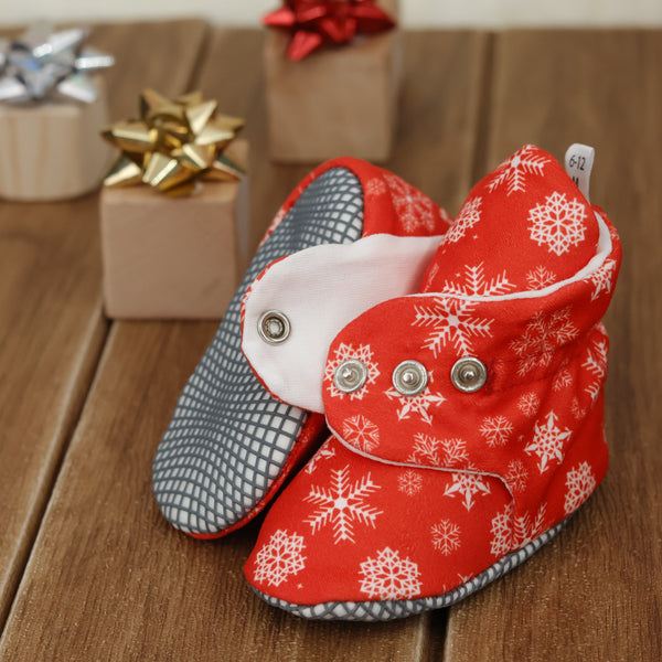Organic Cotton Baby Booties, Non-Slip Sole, Cotton Newborn Booties Home Nursery Shoes, Snowball - The Baby Penguin