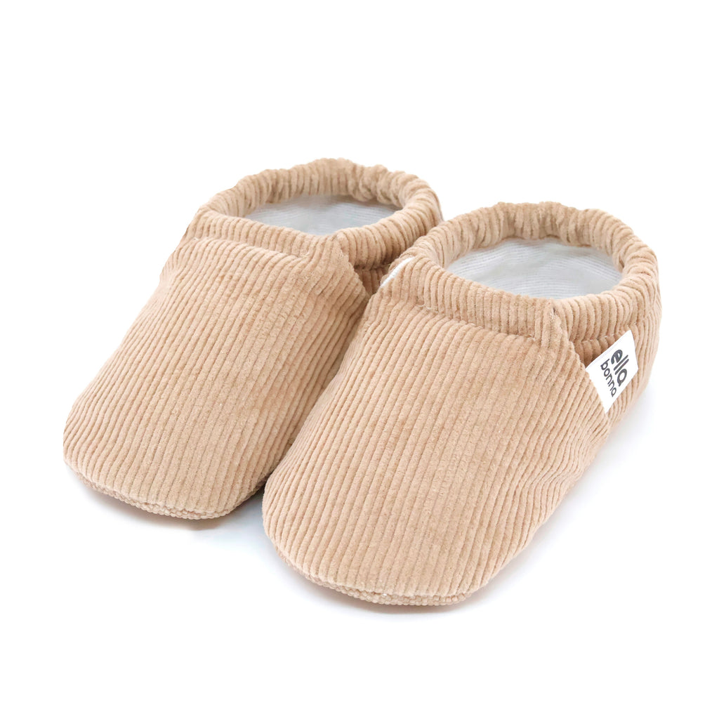 Organic Cotton Corduroy Home Nursery Moccasin Shoes  Beige - The Baby Penguin