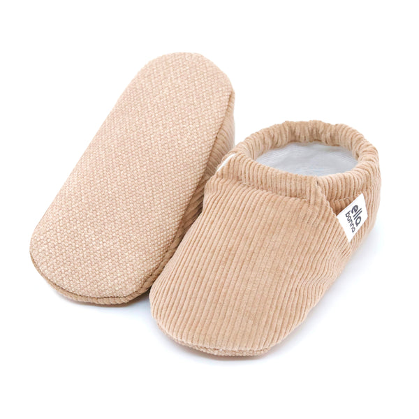 Organic Cotton Corduroy Home Nursery Moccasin Shoes  Beige - The Baby Penguin