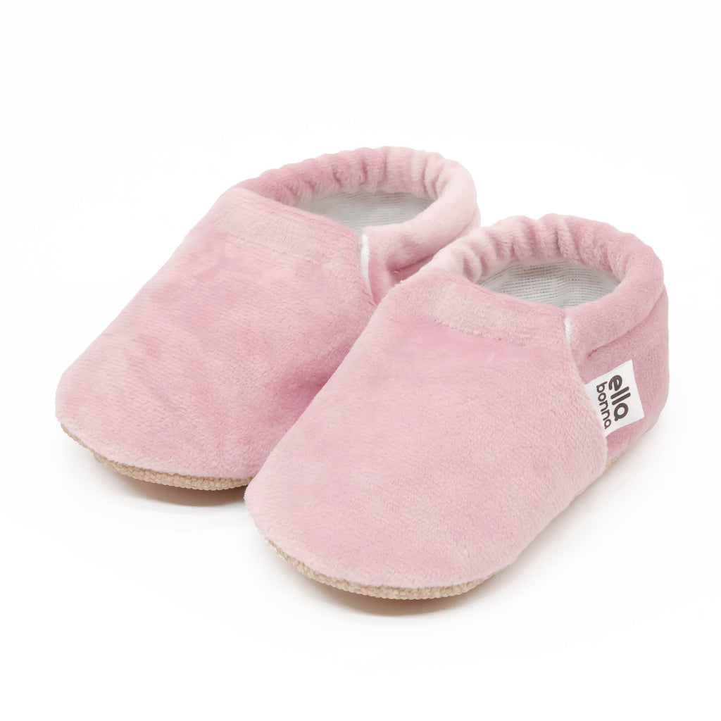 Organic Cotton Velvet Home Nursery Moccasin Shoes, Pink - The Baby Penguin